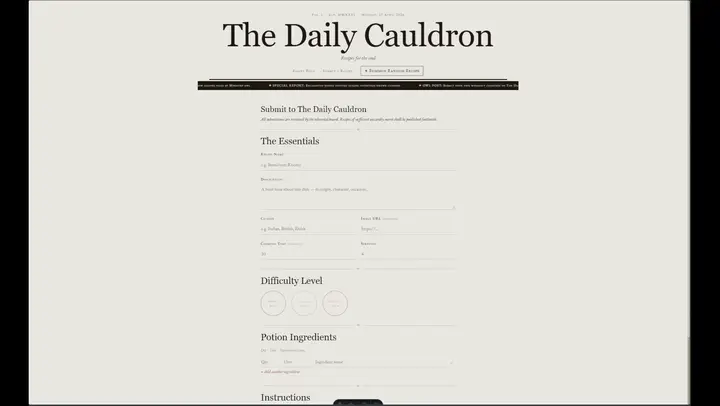 Daily Cauldron recipe browsing